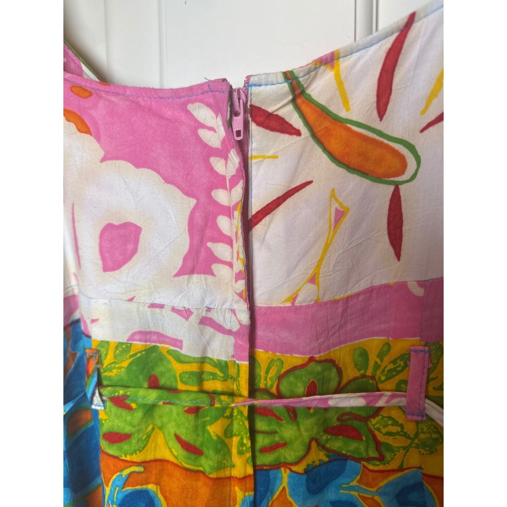 Jams World Mai Tai Patchwork Tropical Floral Ruffle Hem Dress Large W358-MATA - Picture 7 of 8